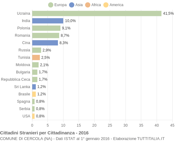 Grafico cittadinanza stranieri - Cercola 2016