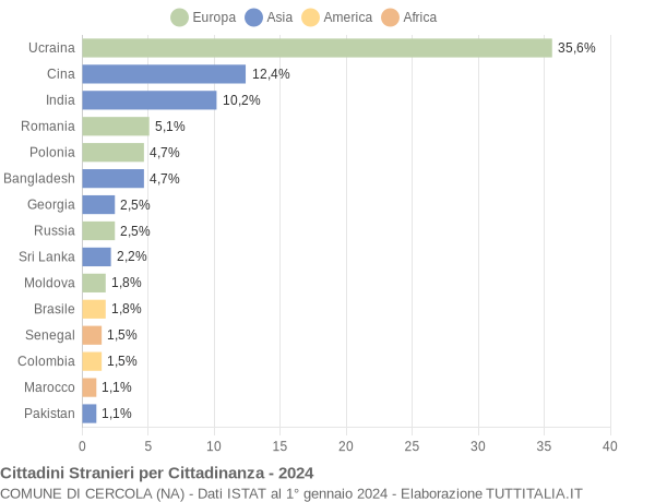 Grafico cittadinanza stranieri - Cercola 2024