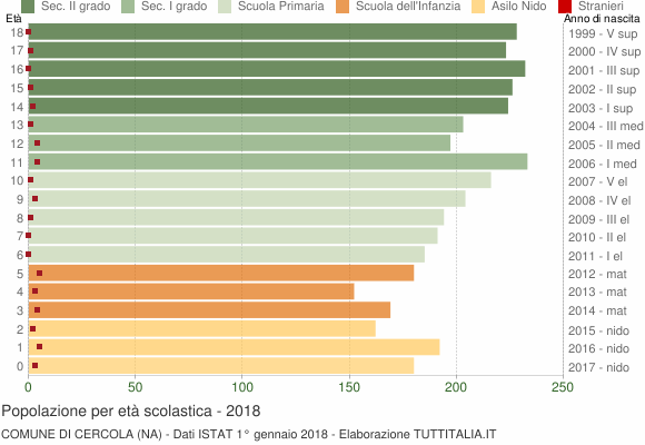 Grafico Popolazione in età scolastica - Cercola 2018