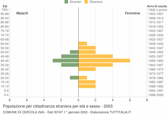 Grafico cittadini stranieri - Cercola 2003