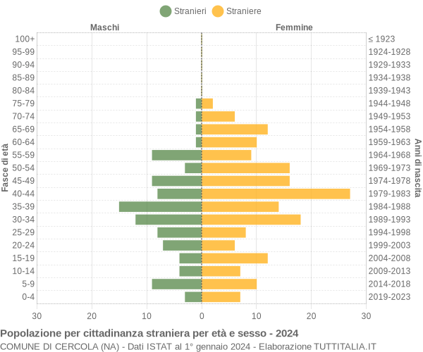 Grafico cittadini stranieri - Cercola 2024