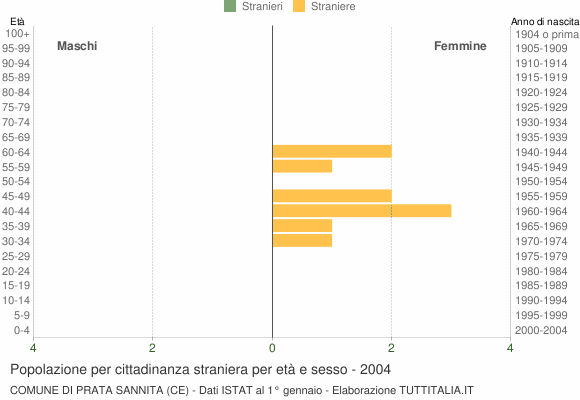 Grafico cittadini stranieri - Prata Sannita 2004
