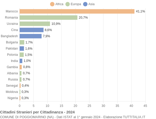 Grafico cittadinanza stranieri - Poggiomarino 2024