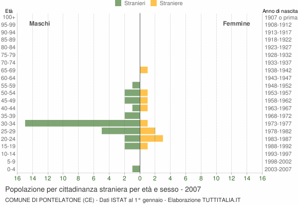 Grafico cittadini stranieri - Pontelatone 2007