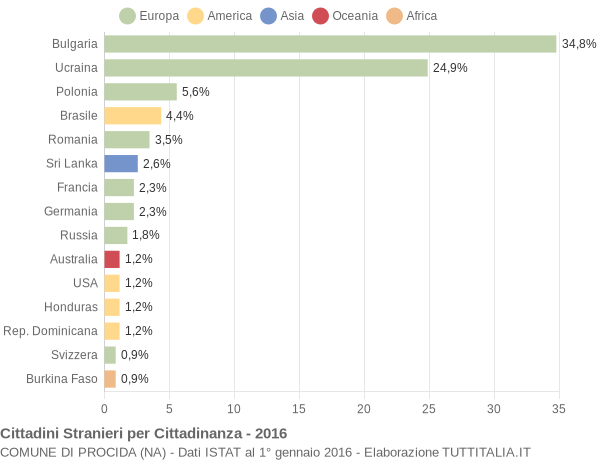 Grafico cittadinanza stranieri - Procida 2016