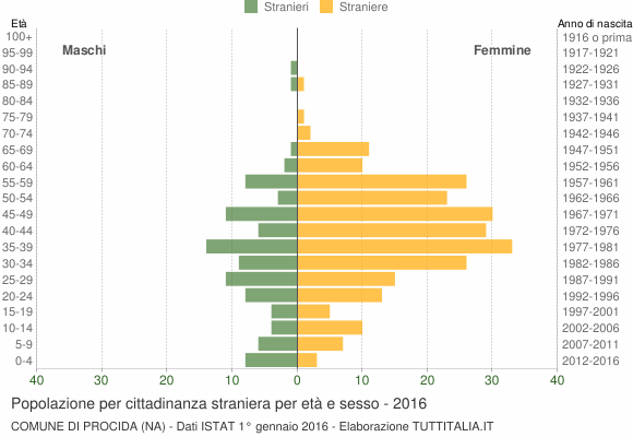 Grafico cittadini stranieri - Procida 2016
