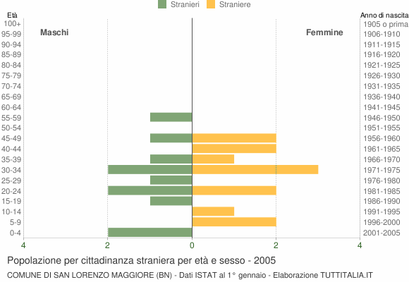 Grafico cittadini stranieri - San Lorenzo Maggiore 2005