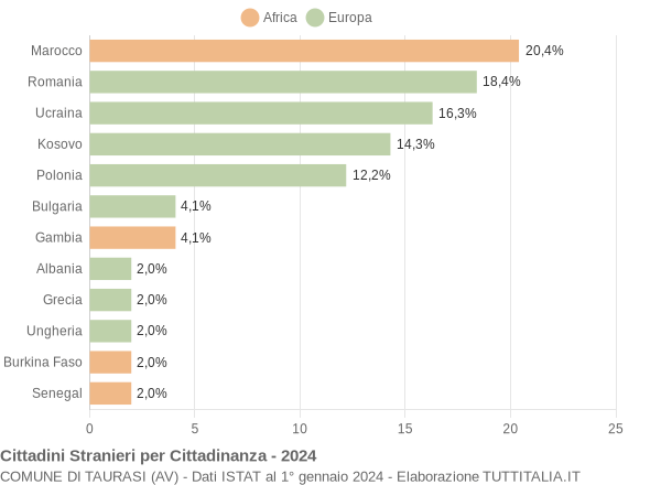 Grafico cittadinanza stranieri - Taurasi 2024