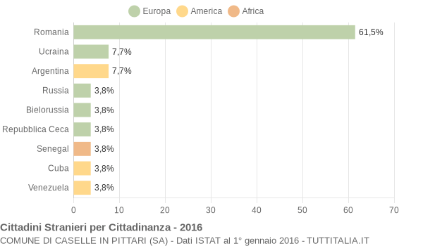 Grafico cittadinanza stranieri - Caselle in Pittari 2016