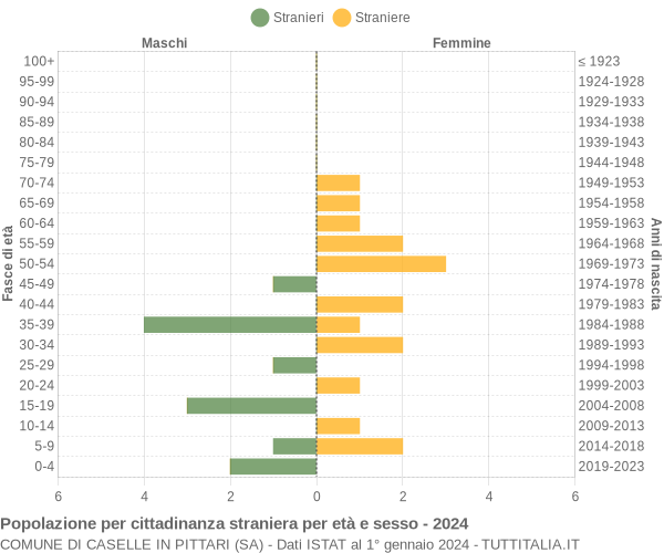 Grafico cittadini stranieri - Caselle in Pittari 2024