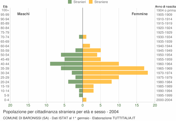Grafico cittadini stranieri - Baronissi 2004