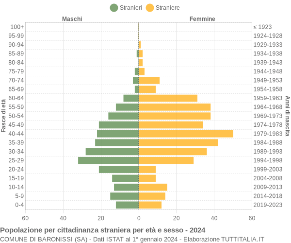 Grafico cittadini stranieri - Baronissi 2024