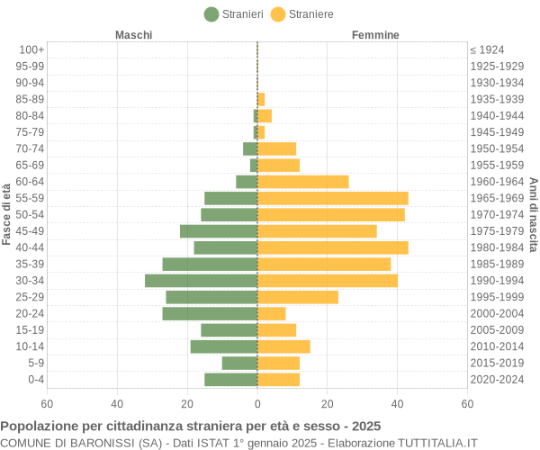 Grafico cittadini stranieri - Baronissi 2025