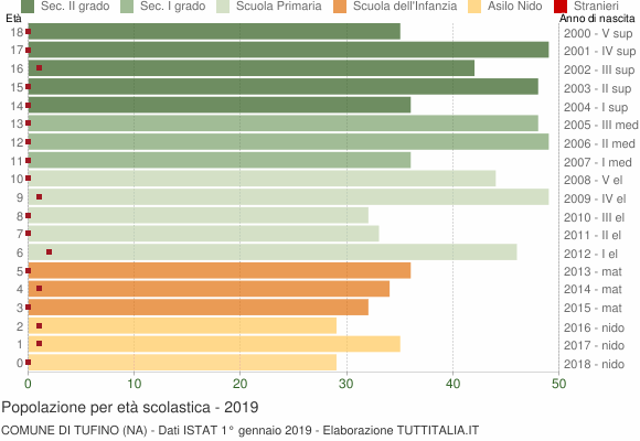 Grafico Popolazione in età scolastica - Tufino 2019