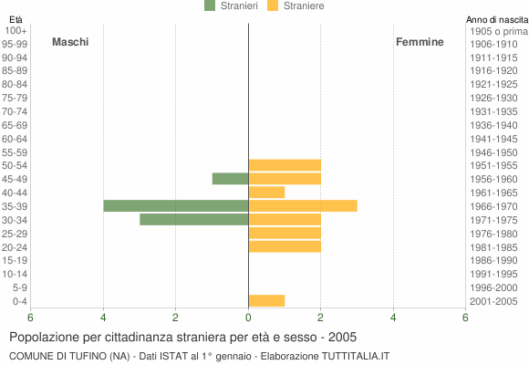 Grafico cittadini stranieri - Tufino 2005
