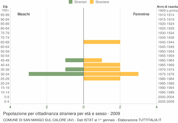 Grafico cittadini stranieri - San Mango sul Calore 2009