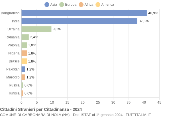 Grafico cittadinanza stranieri - Carbonara di Nola 2024