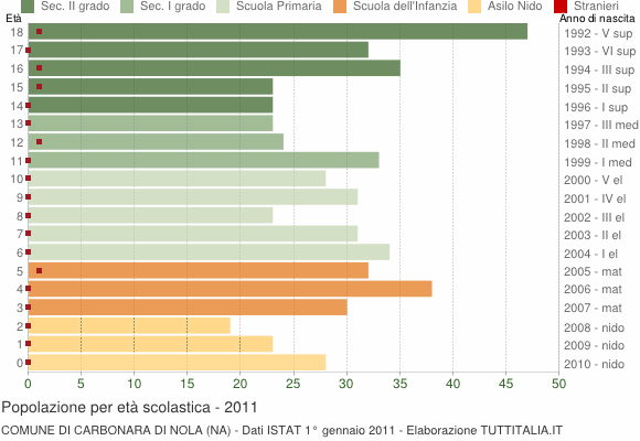 Grafico Popolazione in età scolastica - Carbonara di Nola 2011