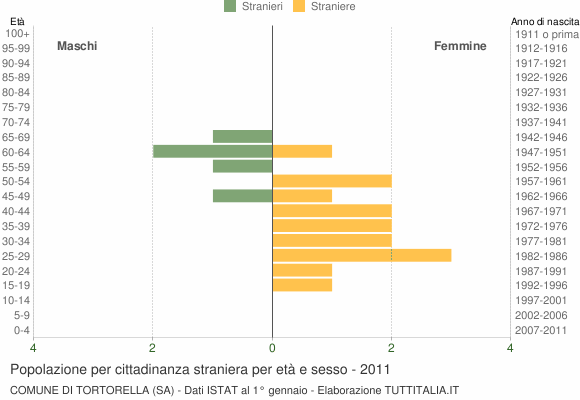 Grafico cittadini stranieri - Tortorella 2011