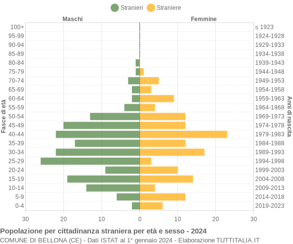 Grafico cittadini stranieri - Bellona 2024