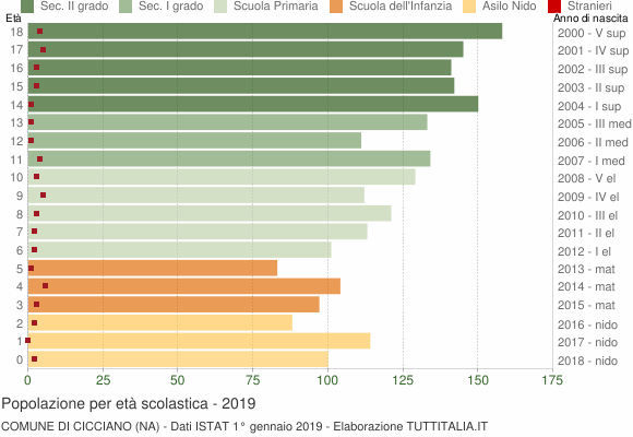 Grafico Popolazione in età scolastica - Cicciano 2019