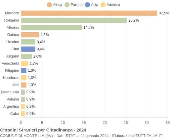 Grafico cittadinanza stranieri - Montella 2024