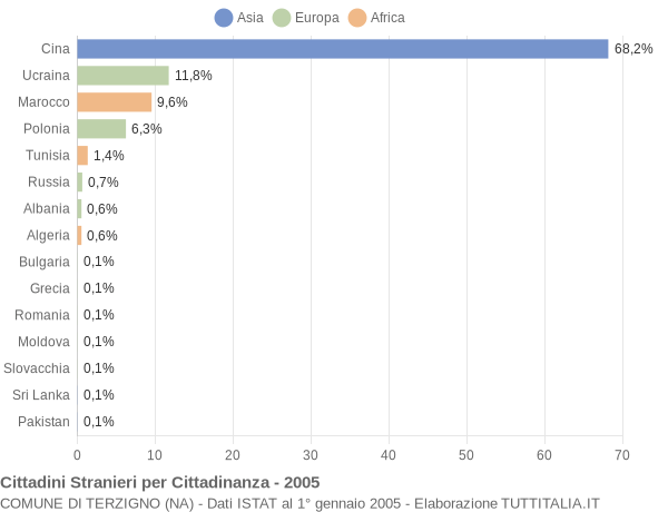 Grafico cittadinanza stranieri - Terzigno 2005