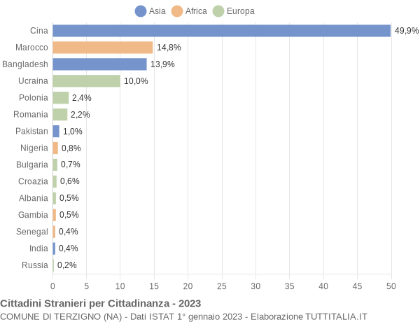 Grafico cittadinanza stranieri - Terzigno 2023