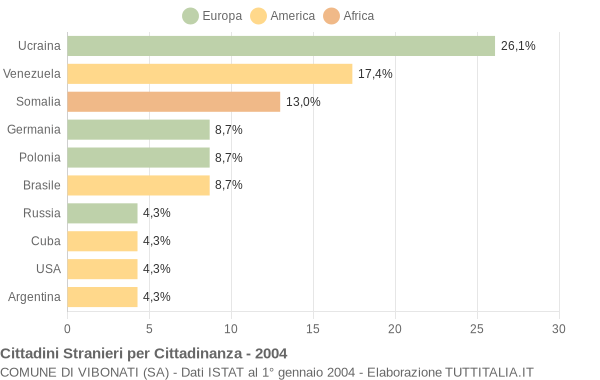 Grafico cittadinanza stranieri - Vibonati 2004