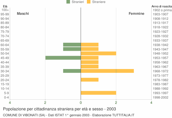 Grafico cittadini stranieri - Vibonati 2003