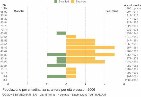 Grafico cittadini stranieri - Vibonati 2006