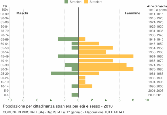 Grafico cittadini stranieri - Vibonati 2010