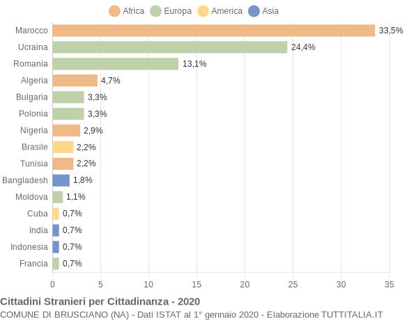 Grafico cittadinanza stranieri - Brusciano 2020