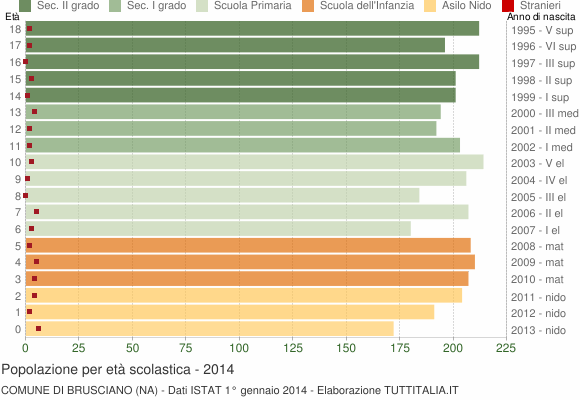 Grafico Popolazione in età scolastica - Brusciano 2014