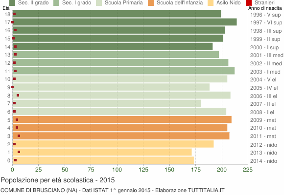 Grafico Popolazione in età scolastica - Brusciano 2015
