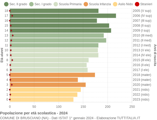 Grafico Popolazione in età scolastica - Brusciano 2024