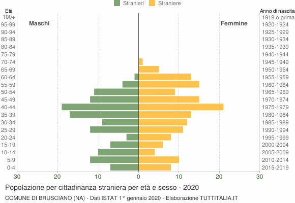 Grafico cittadini stranieri - Brusciano 2020