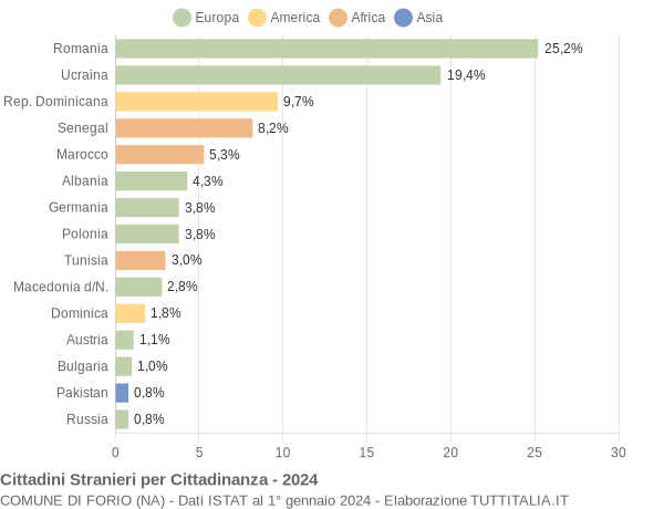 Grafico cittadinanza stranieri - Forio 2024