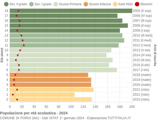 Grafico Popolazione in età scolastica - Forio 2024