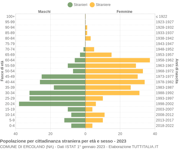 Grafico cittadini stranieri - Ercolano 2023