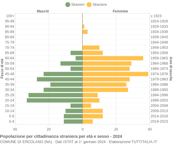 Grafico cittadini stranieri - Ercolano 2024