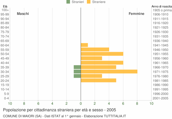 Grafico cittadini stranieri - Maiori 2005