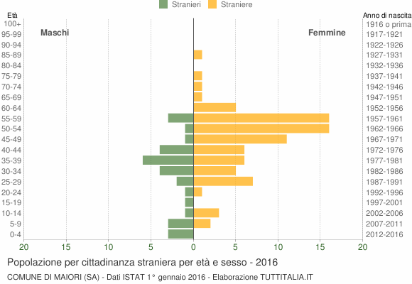 Grafico cittadini stranieri - Maiori 2016