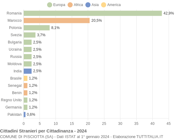 Grafico cittadinanza stranieri - Pisciotta 2024