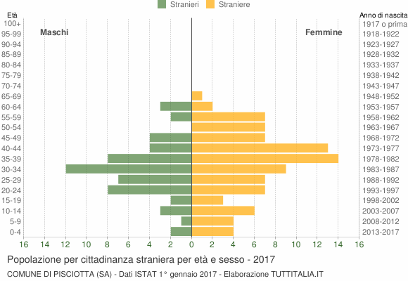 Grafico cittadini stranieri - Pisciotta 2017