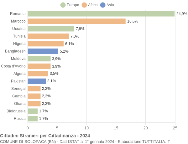 Grafico cittadinanza stranieri - Solopaca 2024