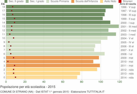 Grafico Popolazione in età scolastica - Striano 2015
