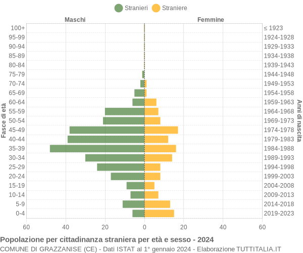 Grafico cittadini stranieri - Grazzanise 2024