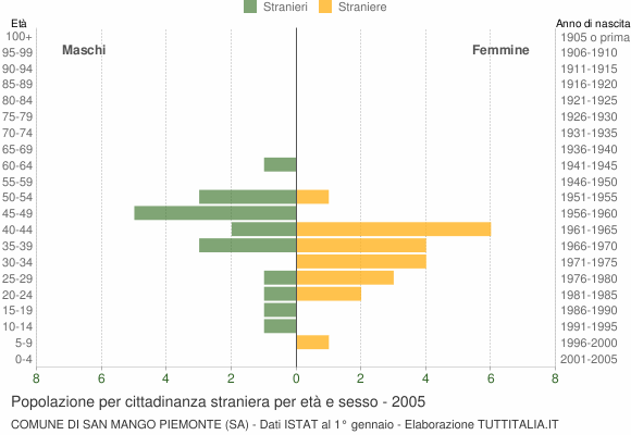 Grafico cittadini stranieri - San Mango Piemonte 2005