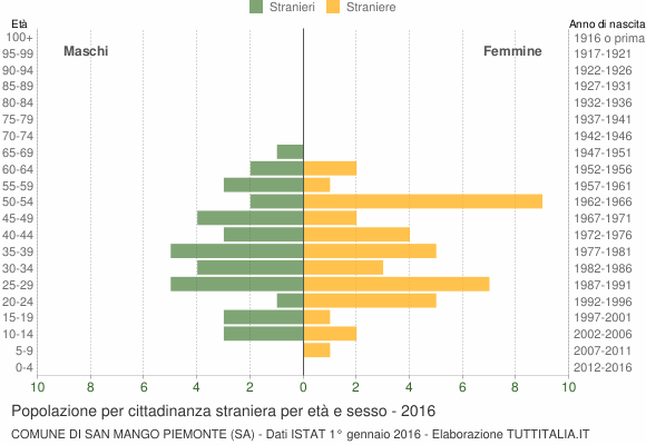 Grafico cittadini stranieri - San Mango Piemonte 2016